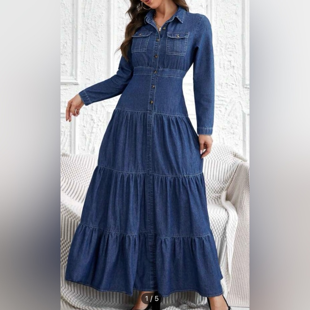 Denim Maxi Dress Brand New Never Worn Size XL